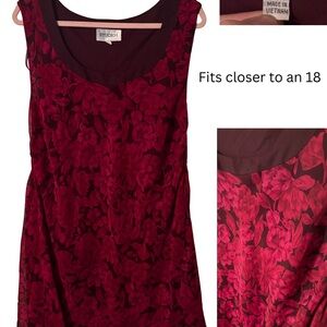 Vintage 90s Studio 1 Red Floral Dress 22w fl 18